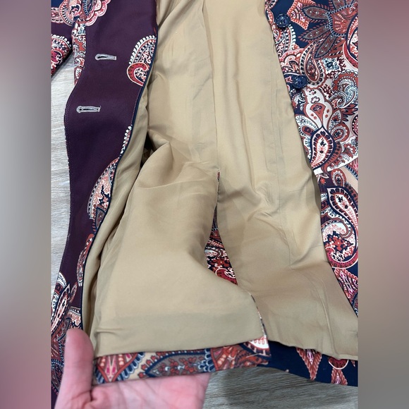 Chico’s Paisley Print Lined Colorful Trench Coat Button Front Size 0 US 4/6 NWT - Picture 10 of 12
